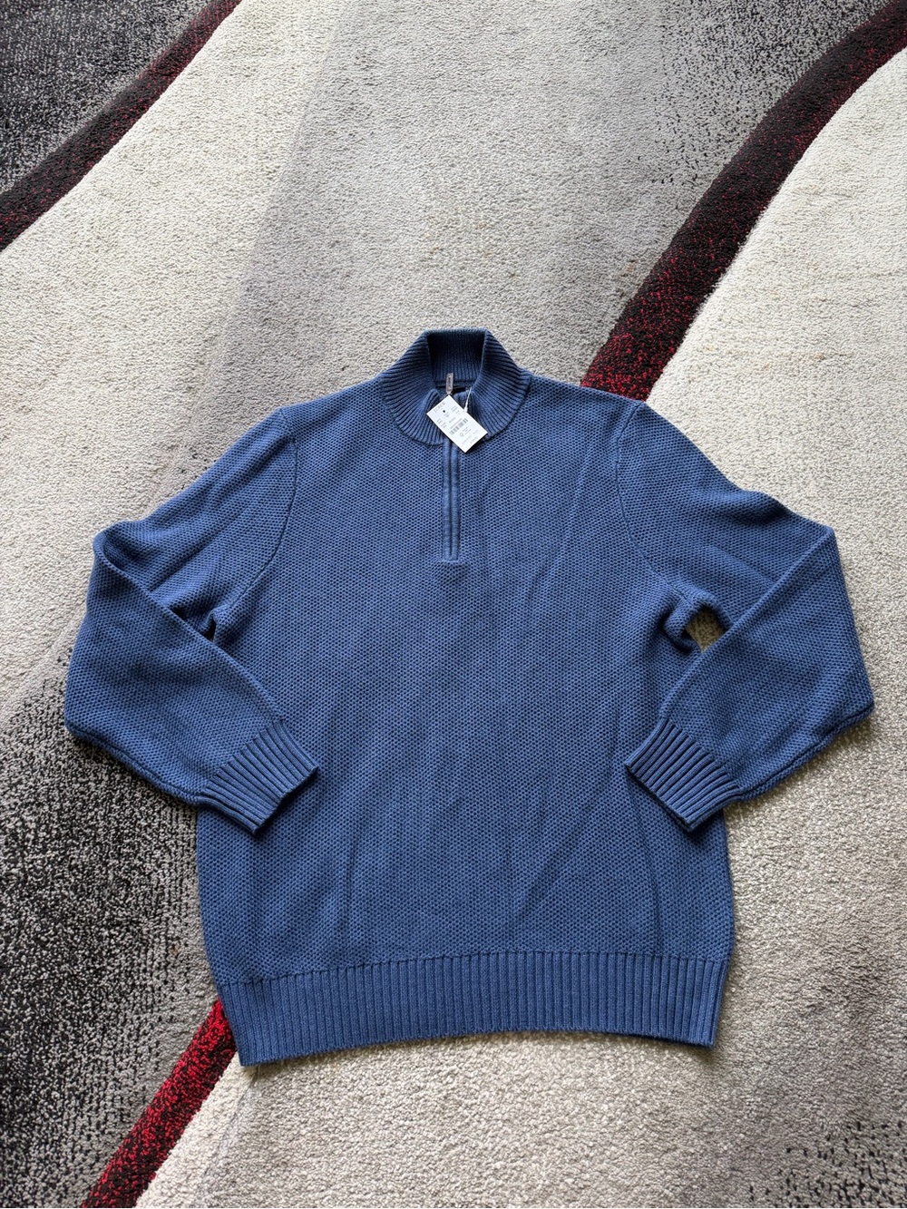 J.Crew Cotton Honeycomb Knit Quarter Zip Sweater
